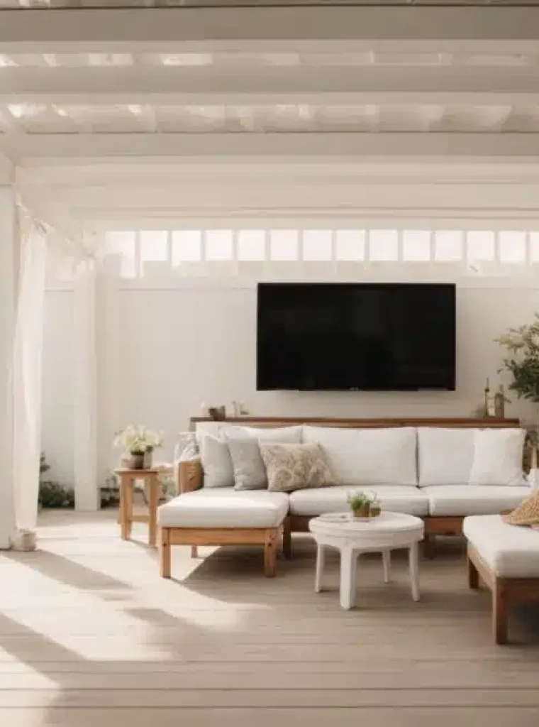 PhotoReal_white_pergola_with_tv_on_walls_3-980x647